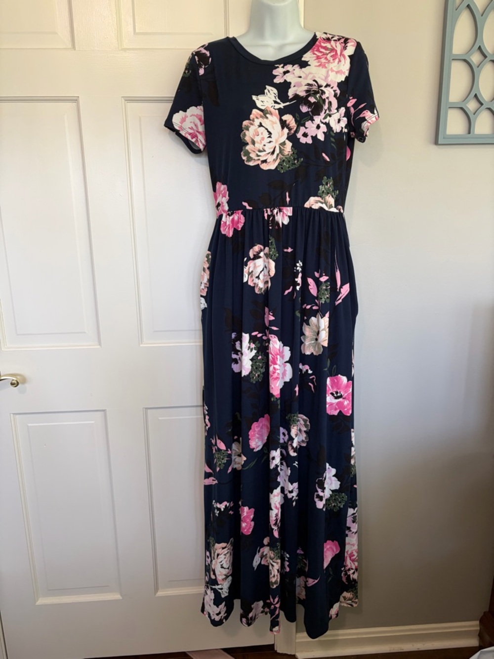 Reborn J Navy Maxi Dress with Pink & Cream Florals